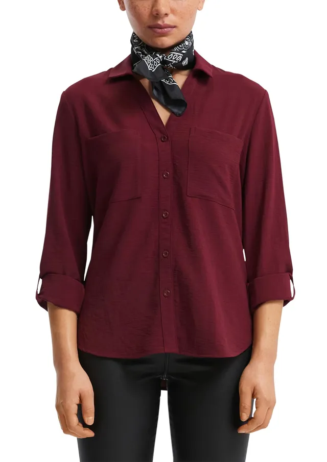 QS Crêpebluse Damen langarm Bordeaux Gr. 40
