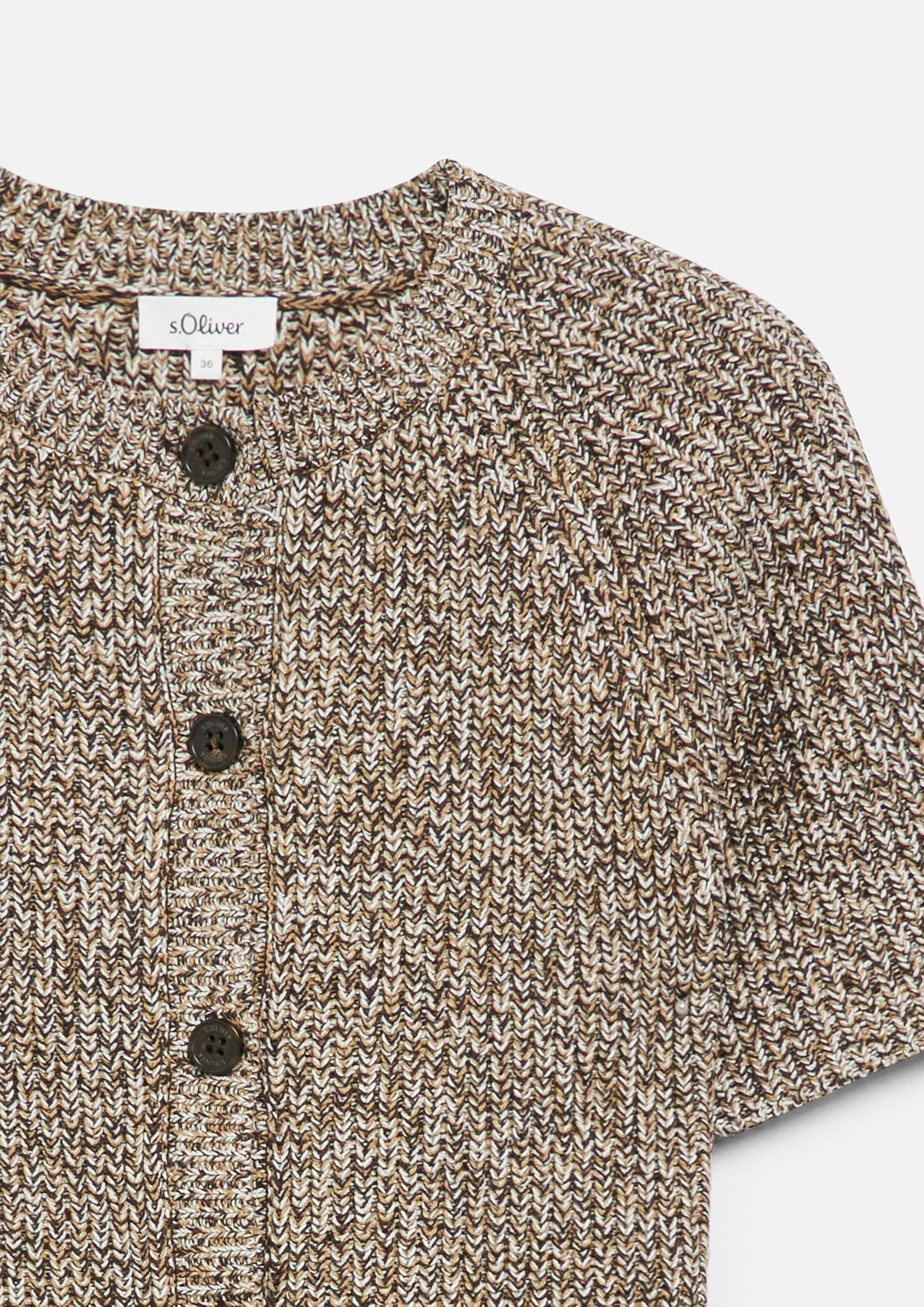 s.Oliver RED LABEL Melierte Strickjacke mit Knöpfen Braun