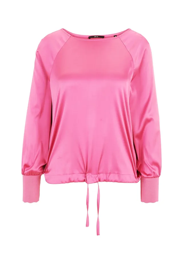 zero Satinbluse Strickbündchen Raspberry Velvet Gr.40