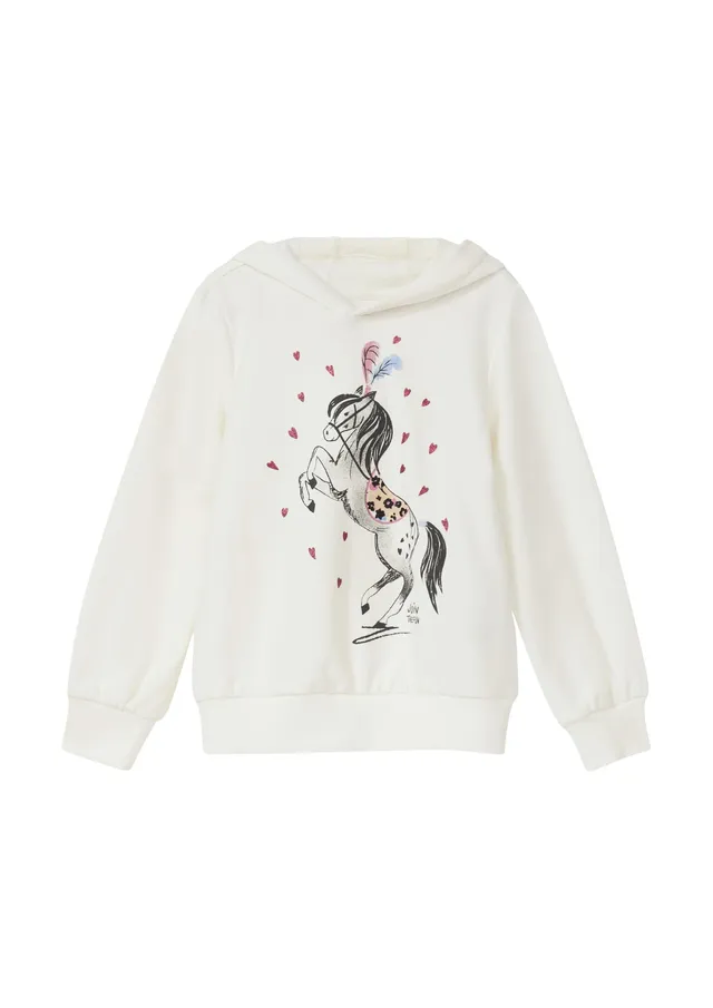 s.Oliver Red Label Hoodie Weiß Glitzerprint Große Größen