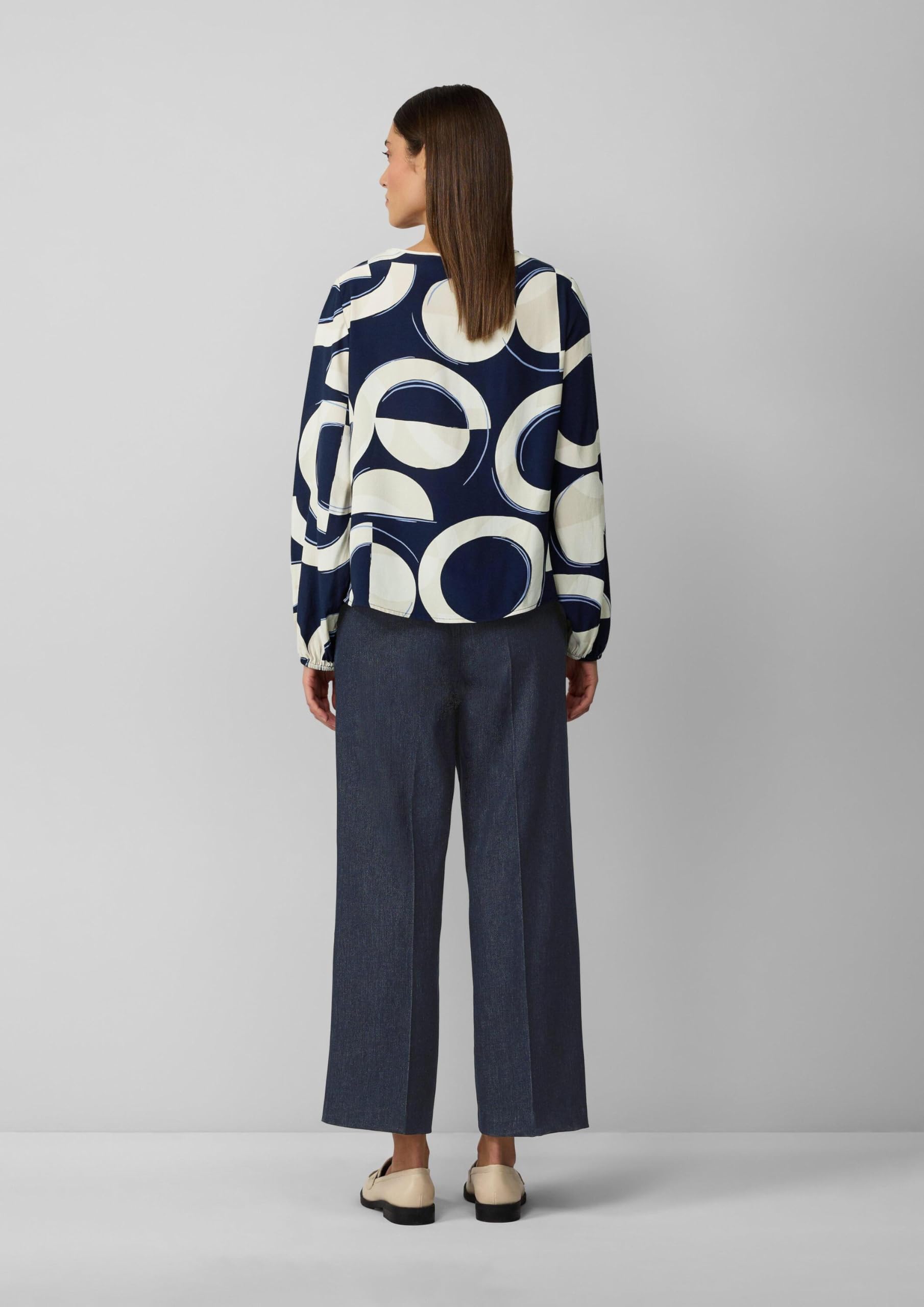 s.Oliver Gemusterte Viskosebluse mit Bindeband Bluse Gr.36 Navy