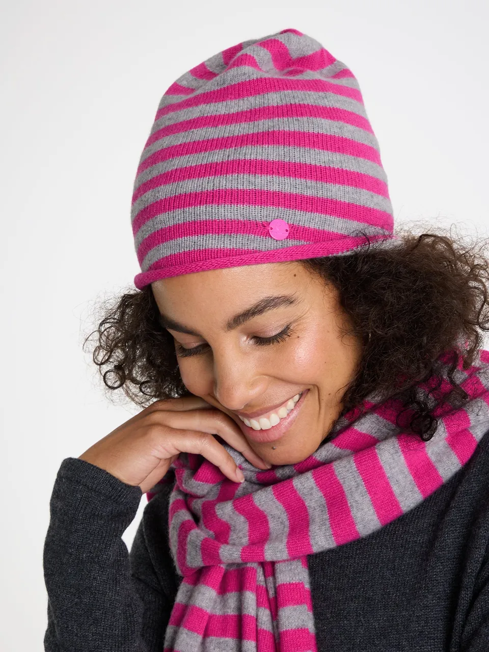 Lieblingsstück Happy Stripes Mütze lovely pink Kaschmir