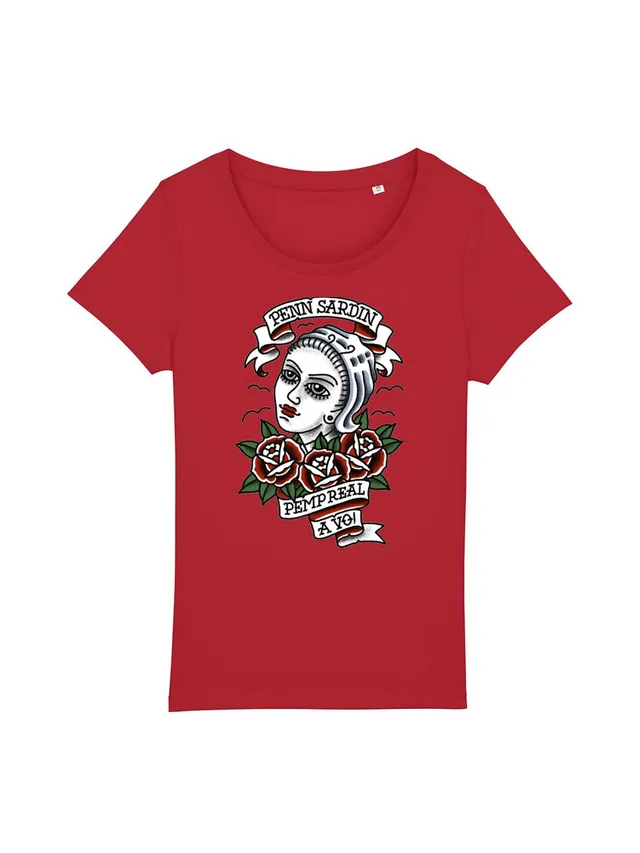 dna merch 161 Clothing Penn Sardin T-Shirt Damen Weiß Baumwolle