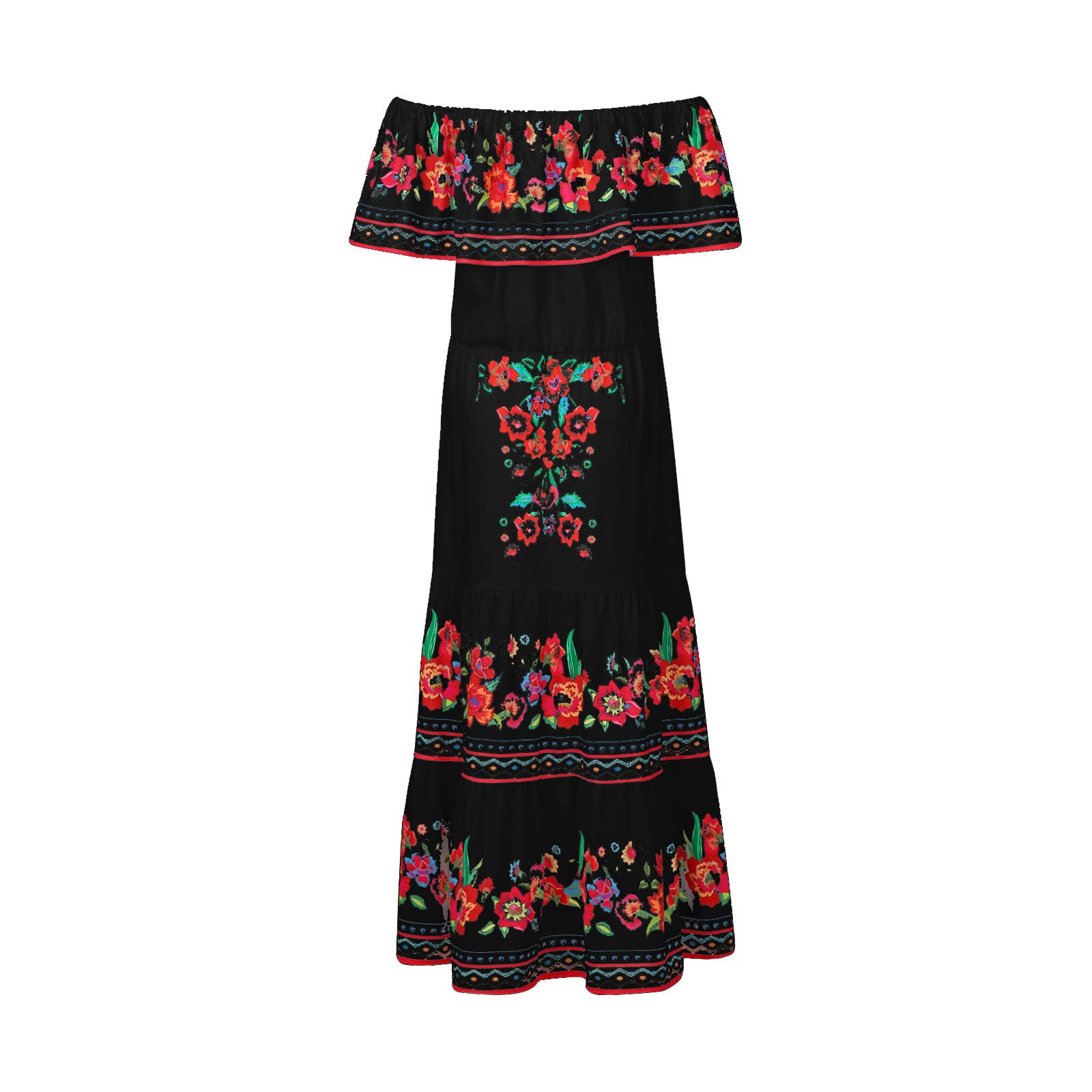 Singular AG Mexikanisches Schulterfrei Maxikleid Sommerkleid schulterfrei