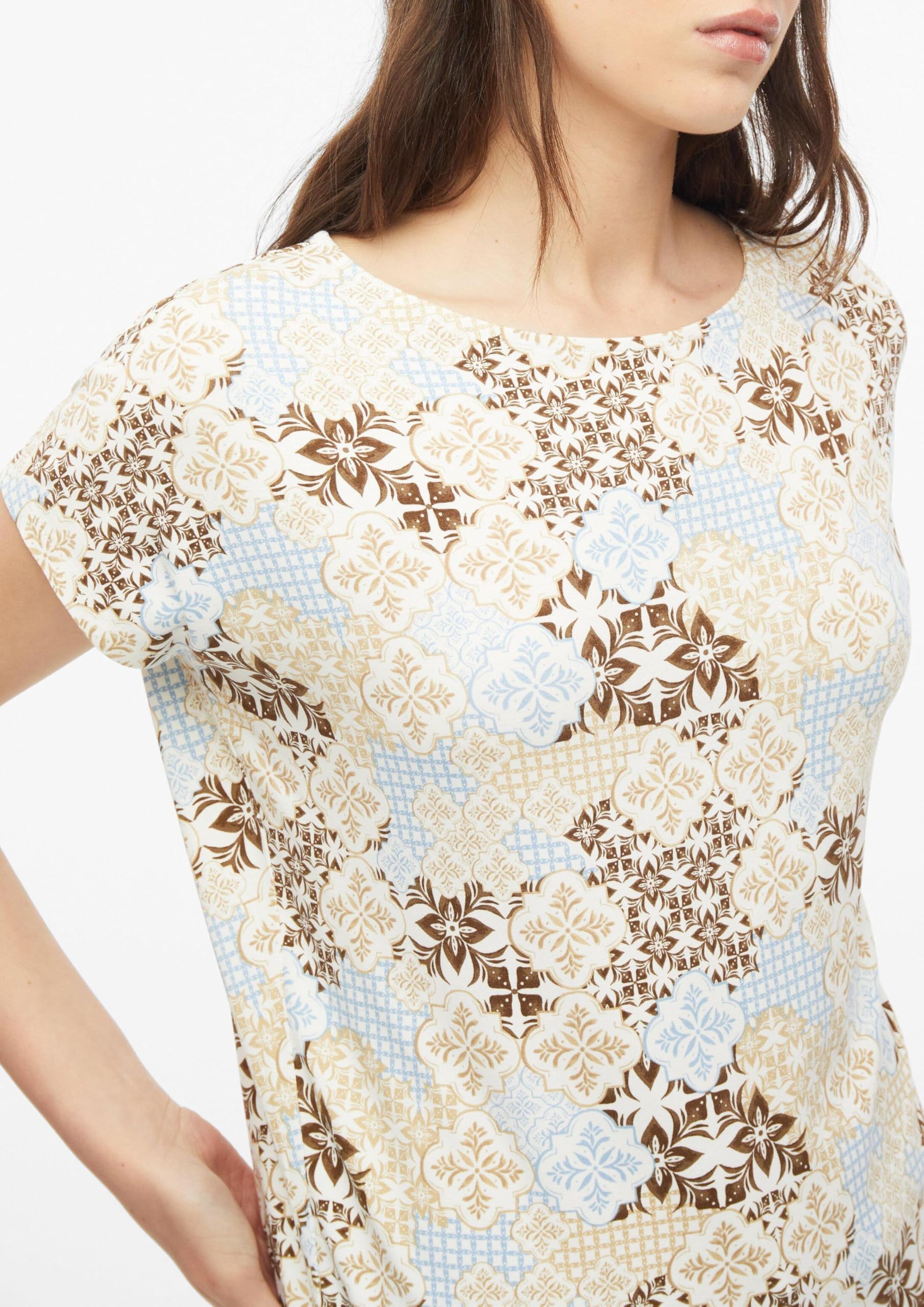 s.Oliver Jersey-Shirt Überschnitten Print Bordeaux