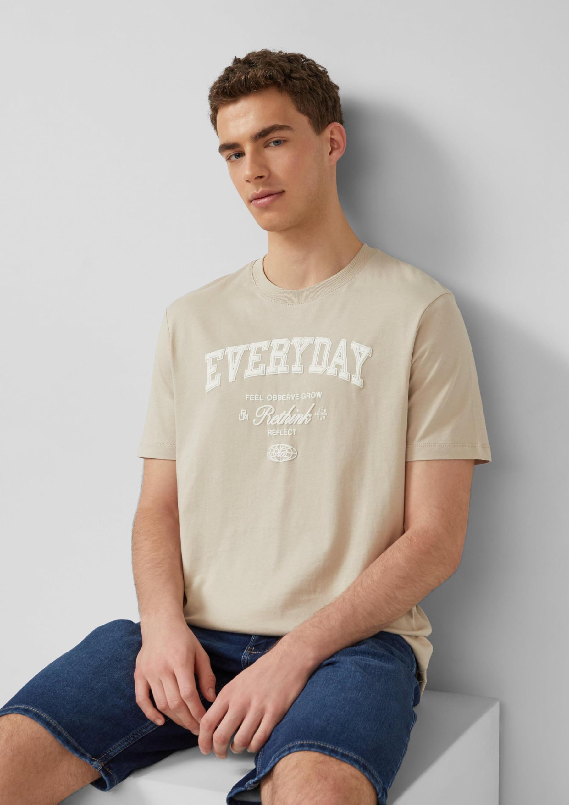 s.Oliver Frontprint T-Shirt Baumwolljersey Weiß