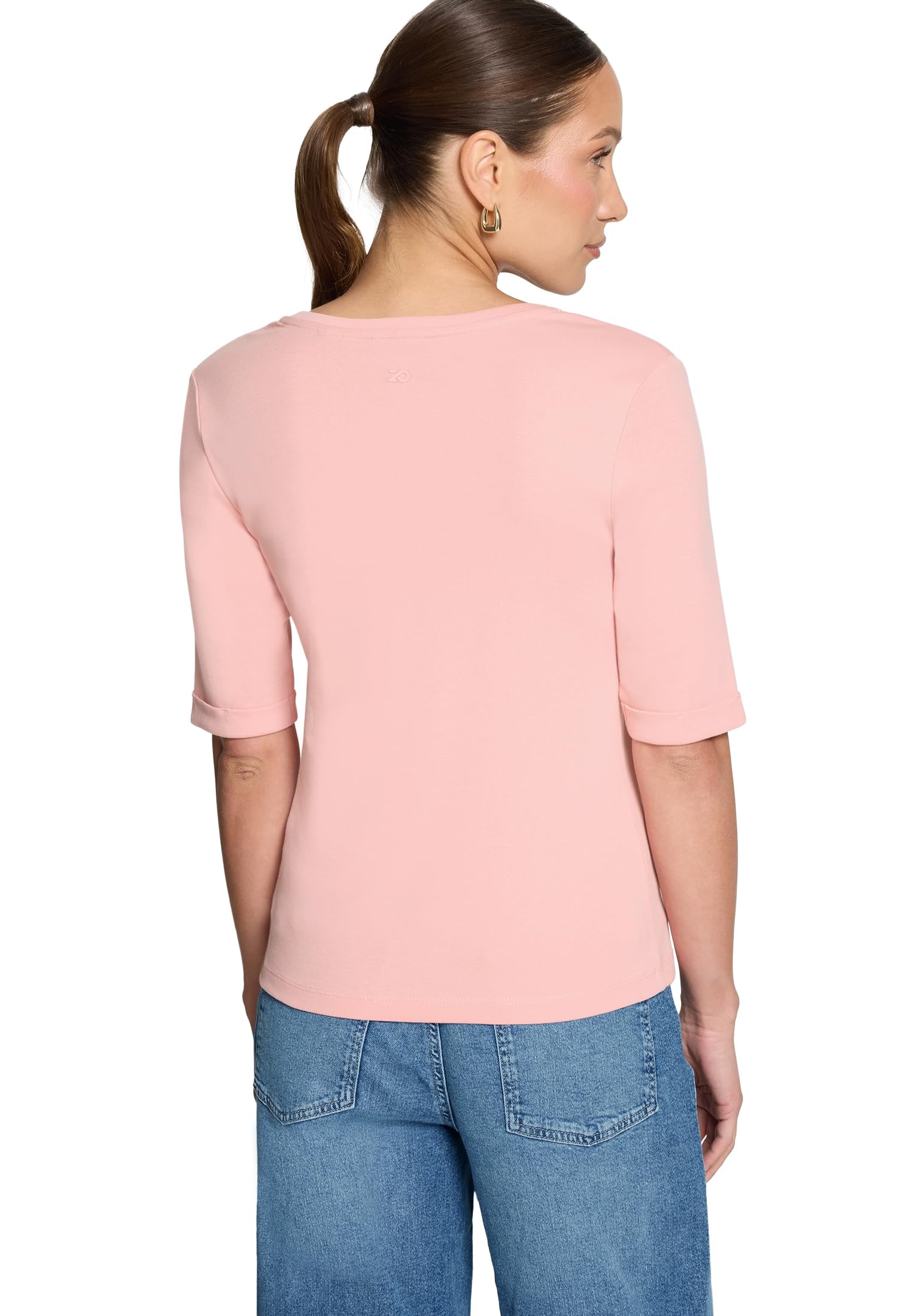 zero Basic Shirt mit V-Ausschnitt Shirt 38 Baumwolle