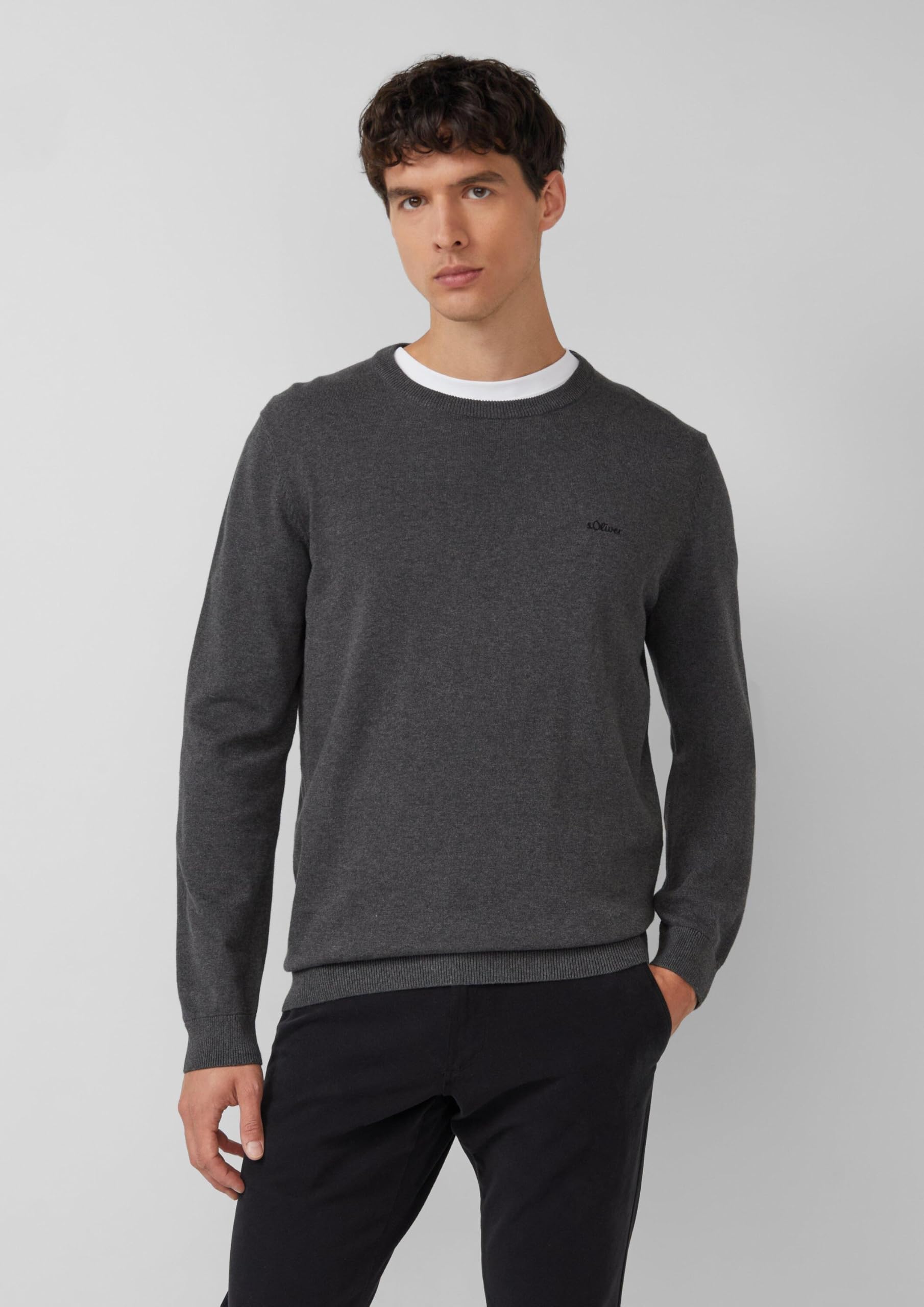 s.Oliver RED LABEL 2143173 Pullover dunkelgrau Baumwolle
