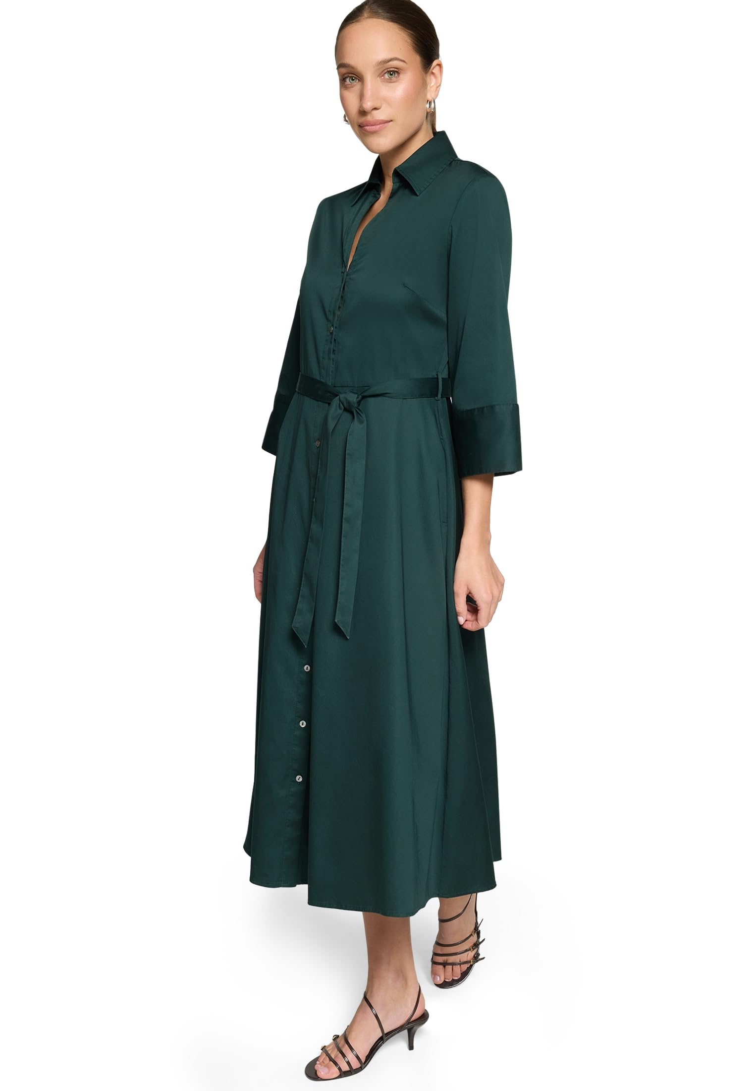zero Hemdblusenkleid mit 3/4 Arm Hemdkleid Midi