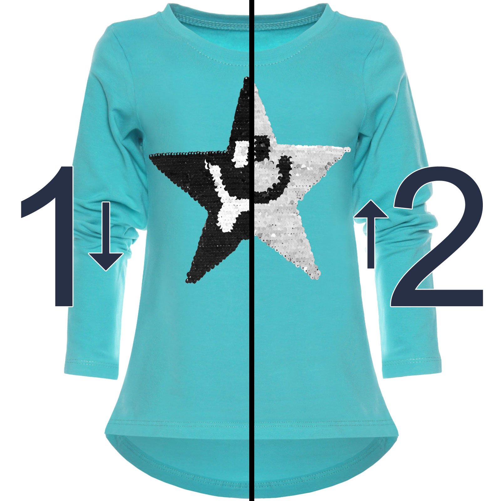 BEZLIT Stern Longshirt Grün 218 Gr.104 Pailletten