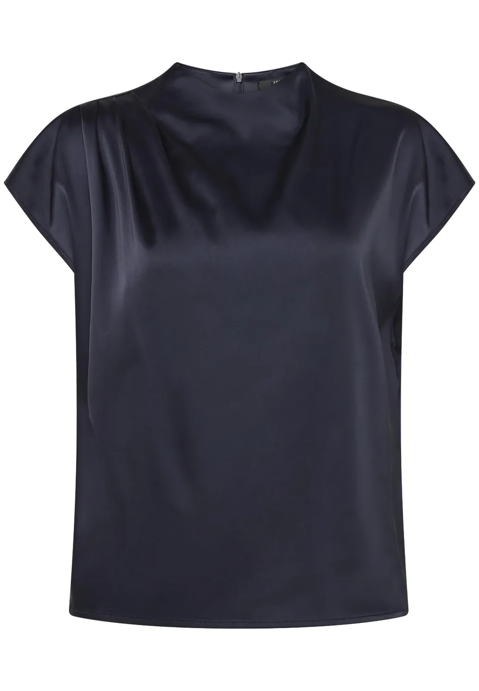 zero Damen Satin-Bluse mit Kragen figurumspielend Kurzarm