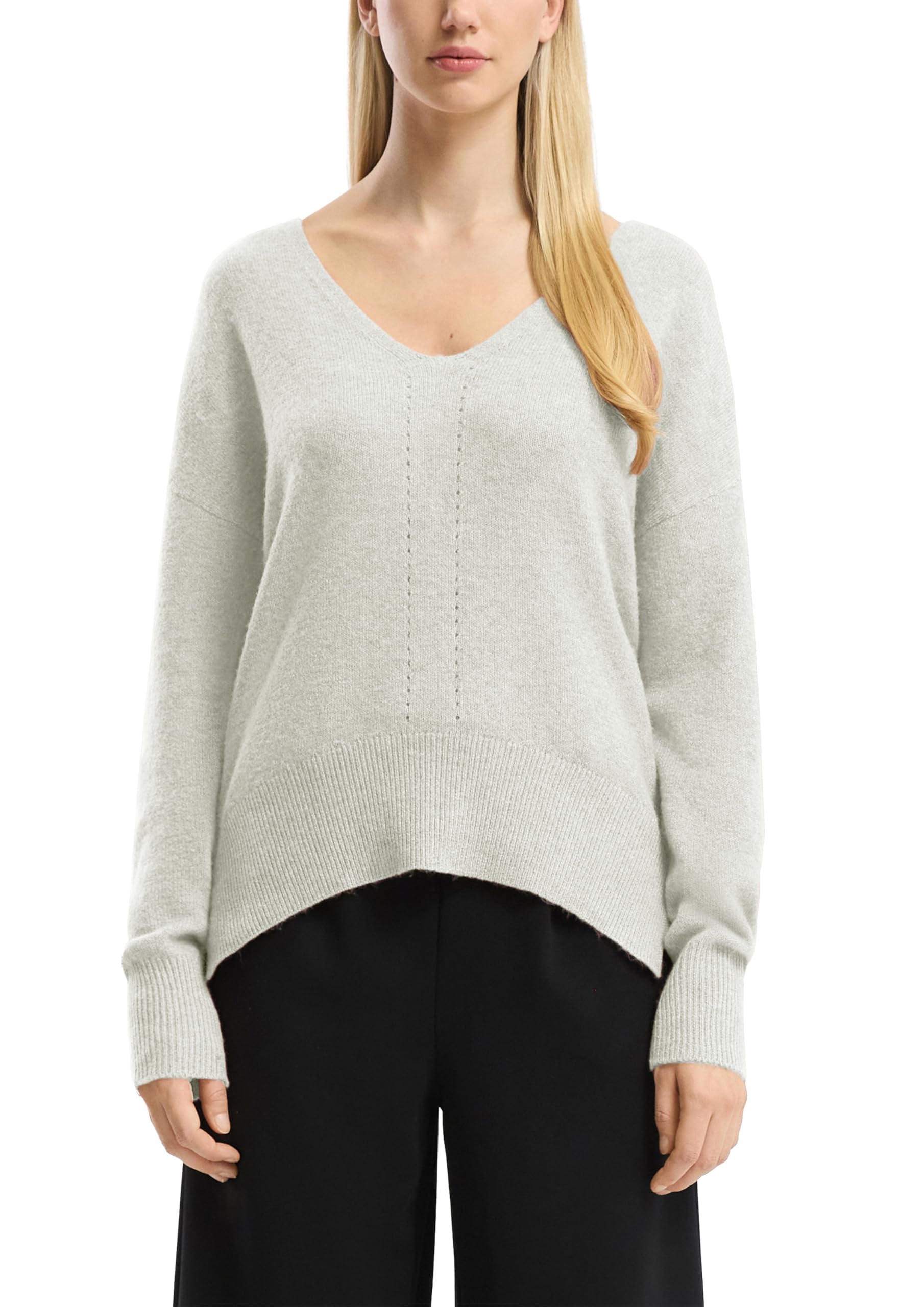 s.Oliver QS Strickpullover Ajour-Detail V-Ausschnitt