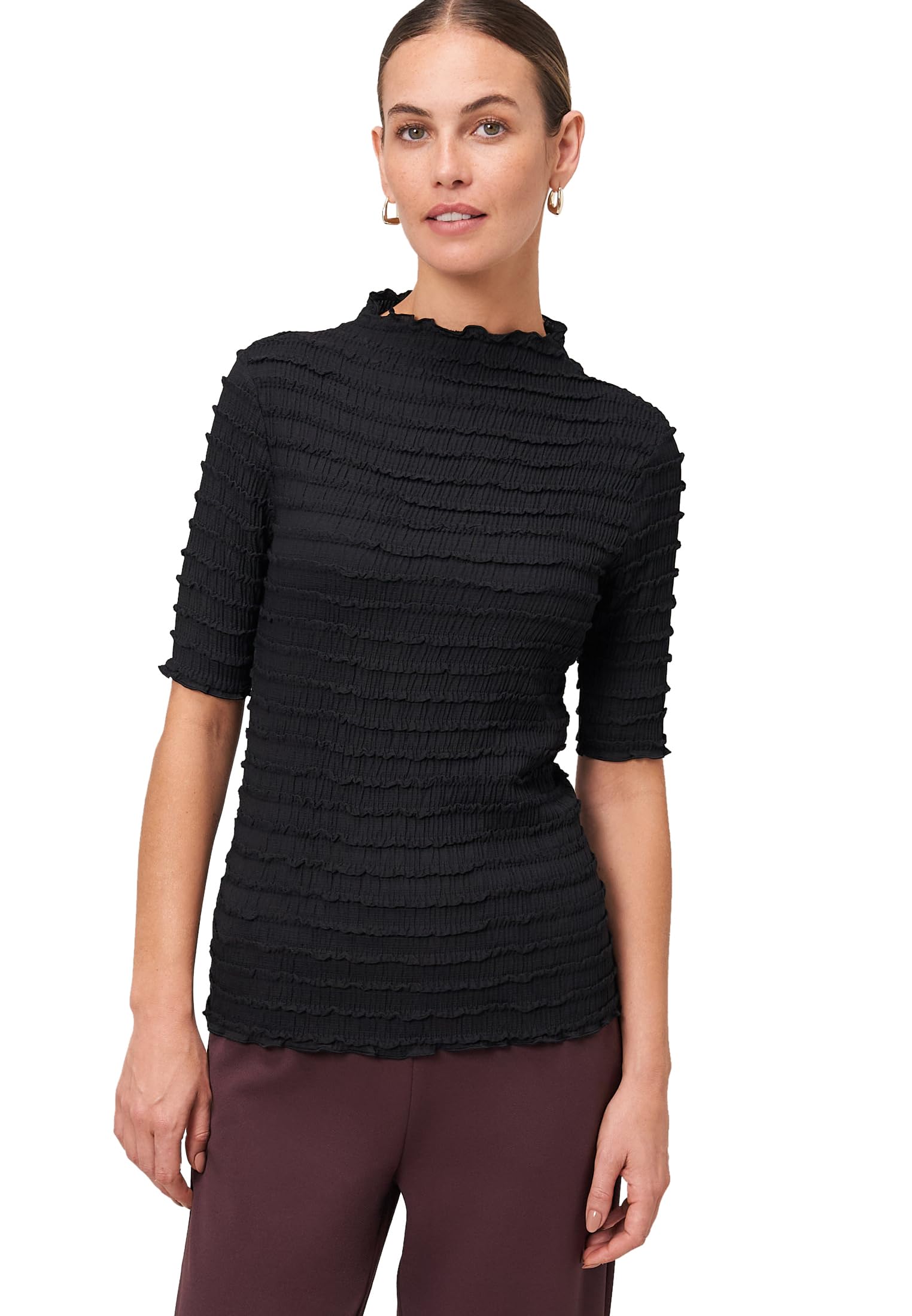 zero Shirt mit Rüschen 38 Black Beauty leger