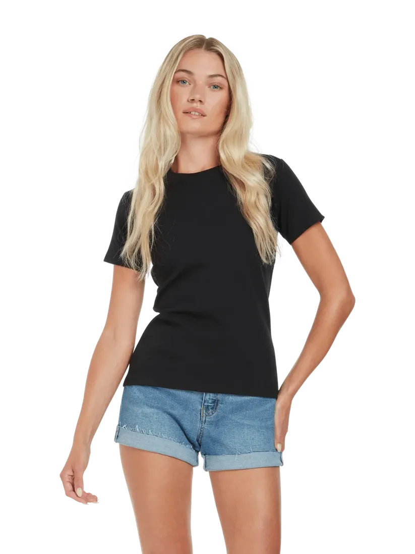 dna merch Interlock T-Shirt Damen schwarz Biobaumwolle