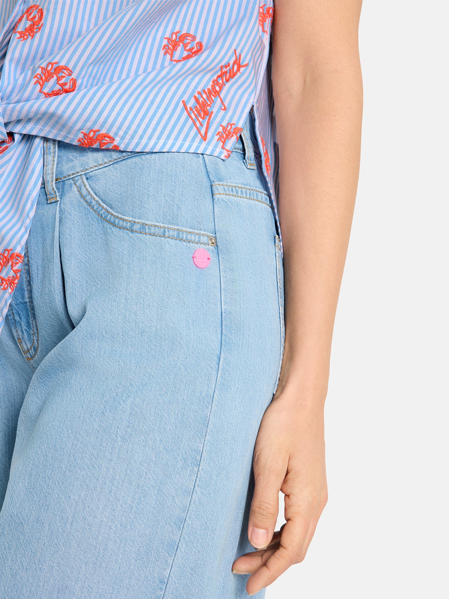 Lieblingsstück RiyaL Kurzarm Bluse blue bell Baumwolle