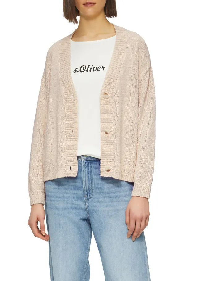 s.Oliver Strickjacke Bändchengarn Relaxed Fit Salbeigrün