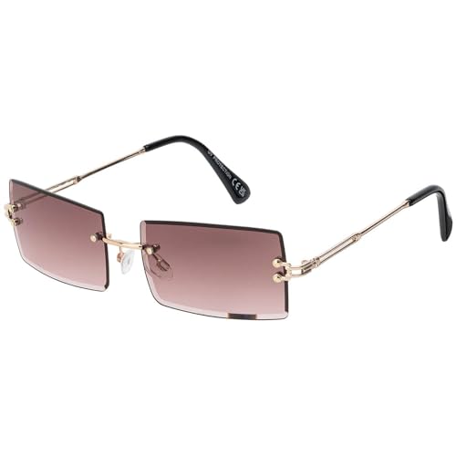 BEZLIT rechteckig randlos Sonnenbrille Braun UV400