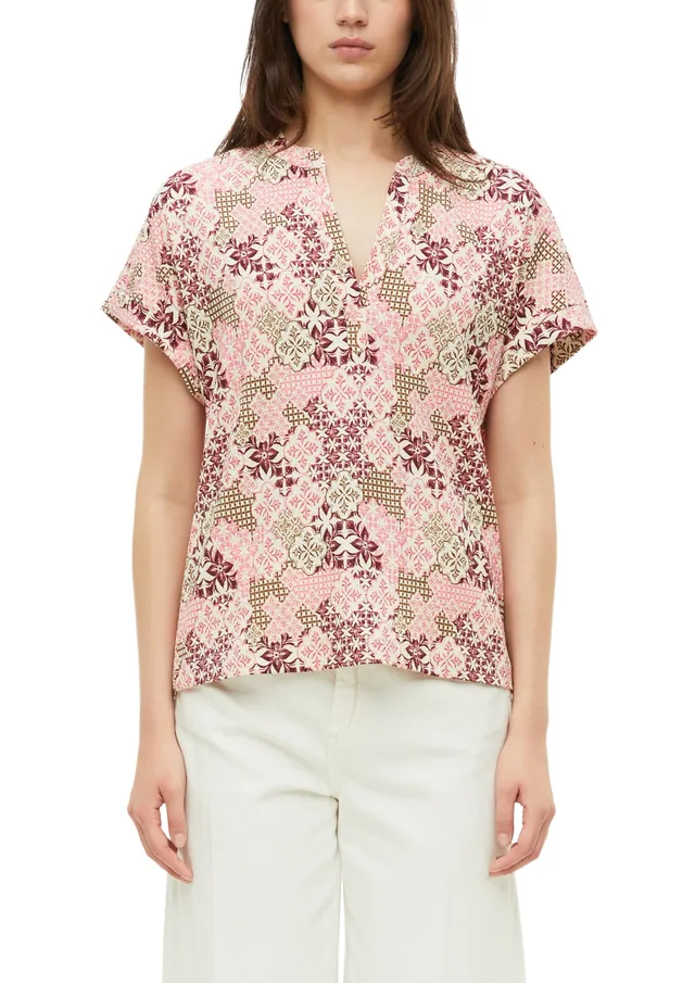 s.Oliver Red Label T-Shirt Relaxed V-Ausschnitt bordeaux