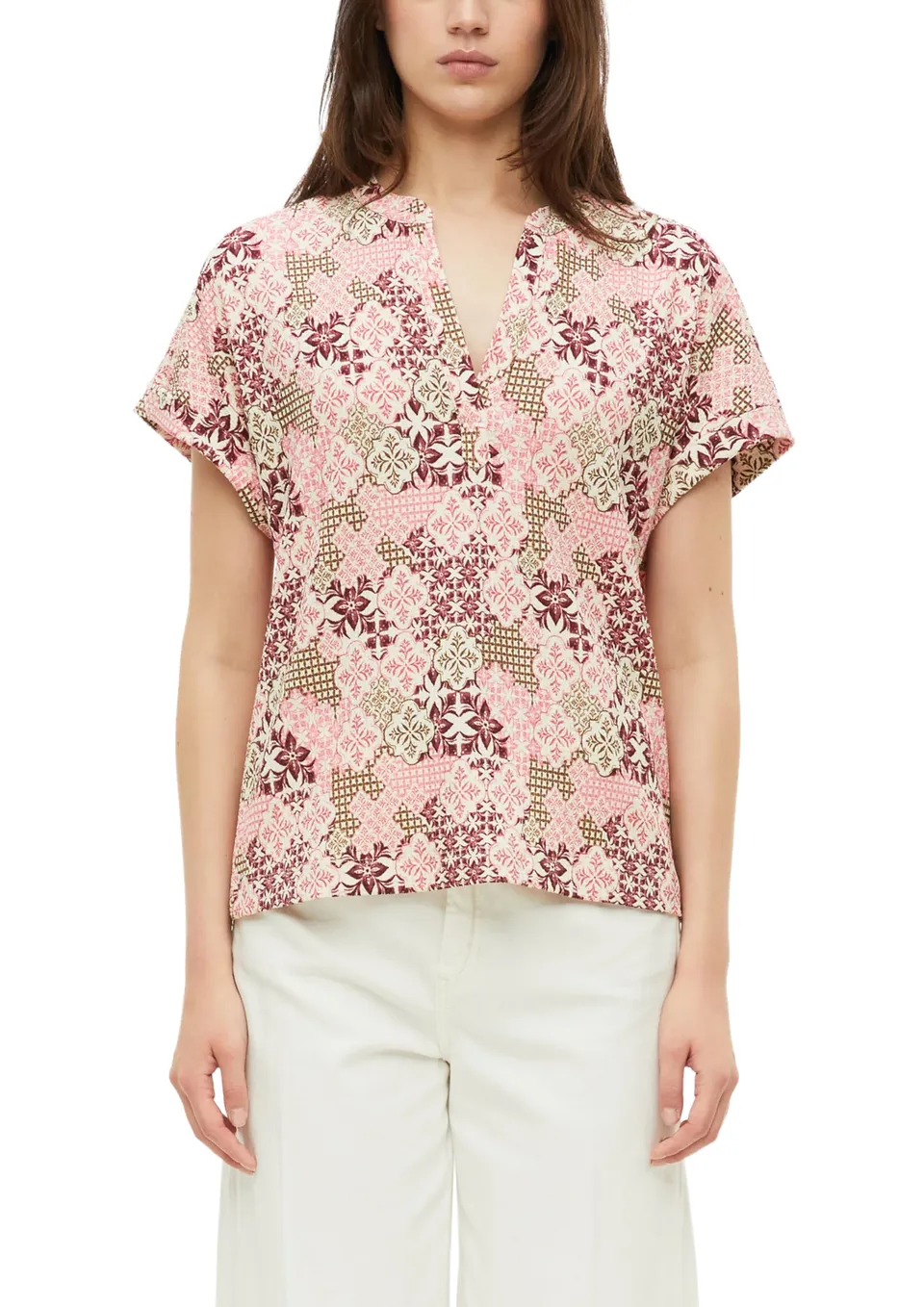 s.Oliver Red Label T-Shirt Relaxed V-Ausschnitt bordeaux