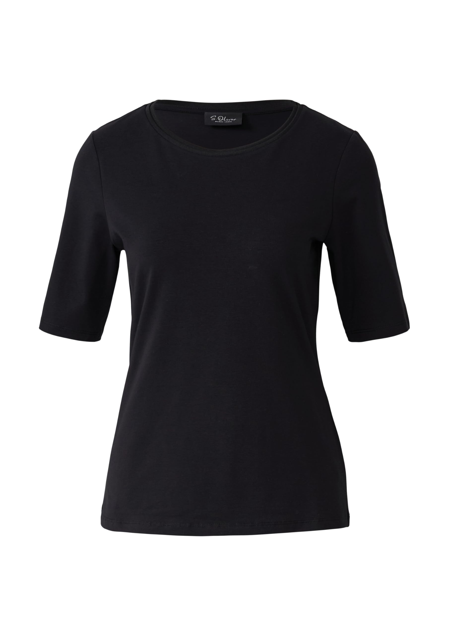 s.Oliver T-Shirt Baumwollmix Satindetail weiß Regular Fit