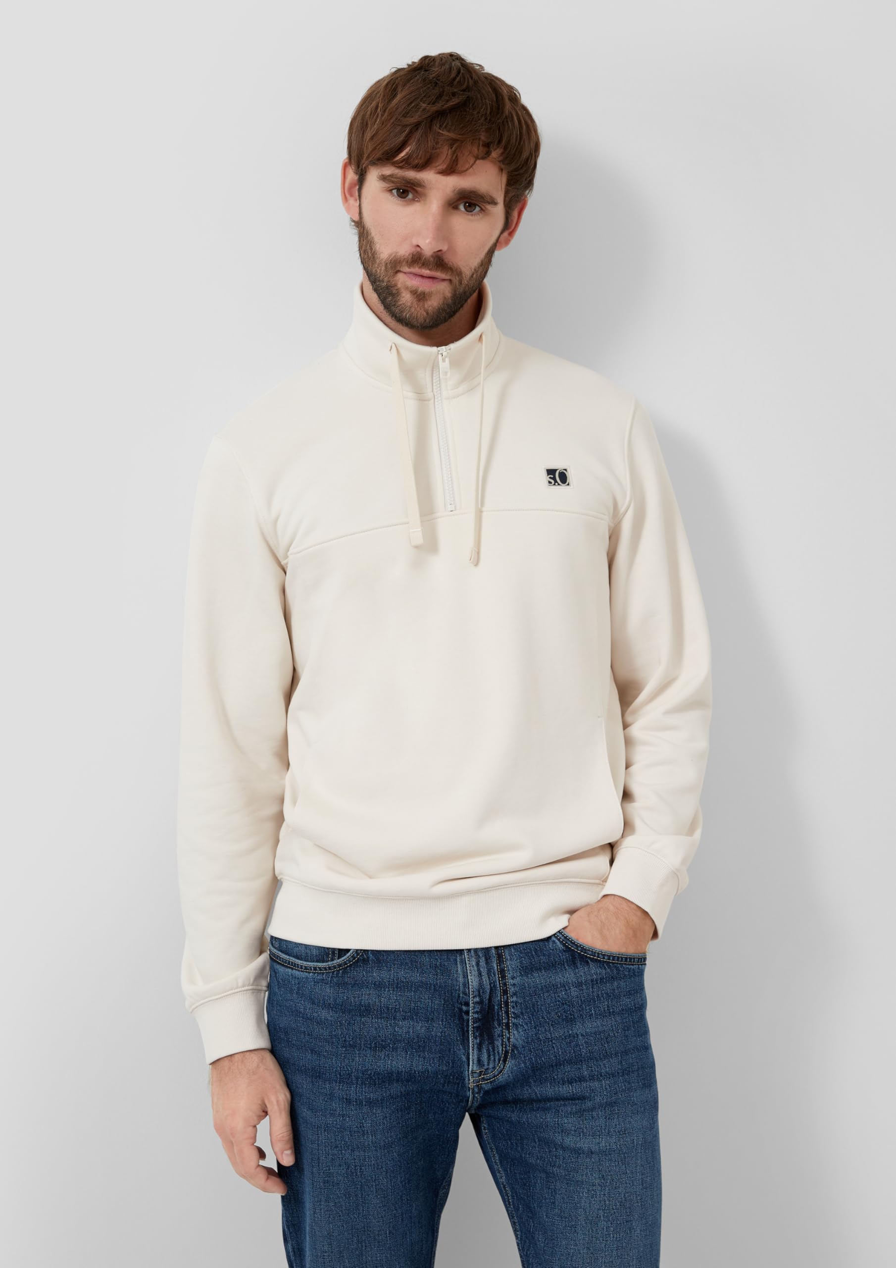 s.Oliver RED LABEL Sweatshirt Stehkragen Eingrifftaschen cognac