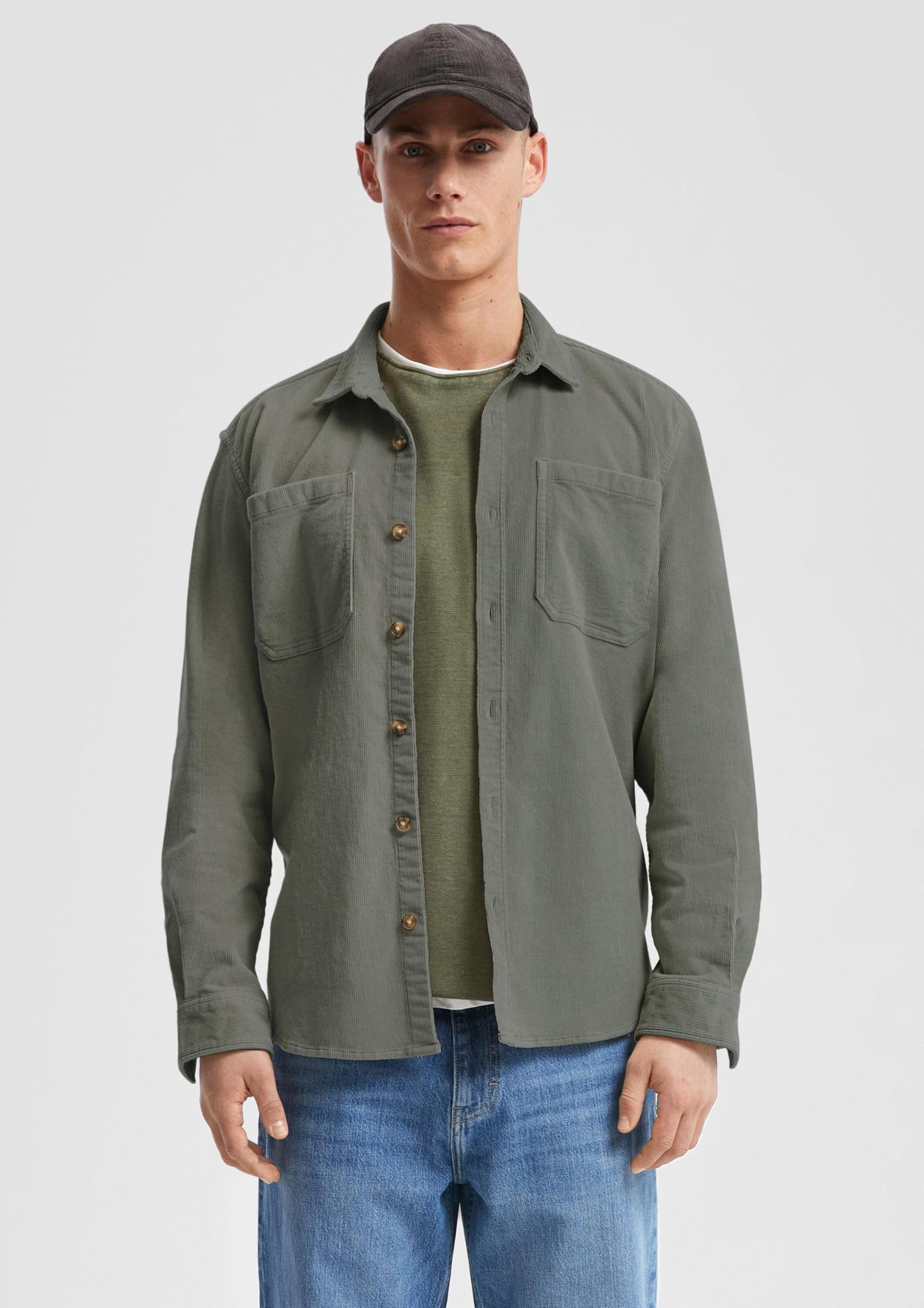 s.Oliver QS Overshirt Cord Taschen olivgrün XL