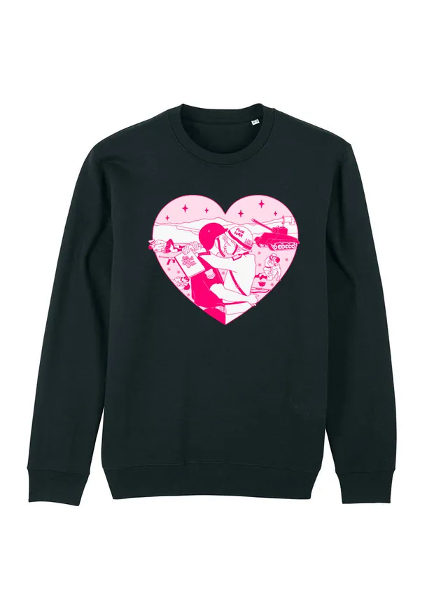 dna merch Freude Am Frieden Rundhalspullover Damen Schwarz Baumwolle