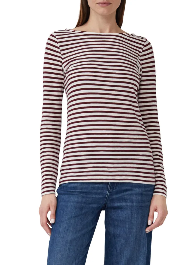 s.Oliver Langarmshirt Flammgarn Streifen Navy 38