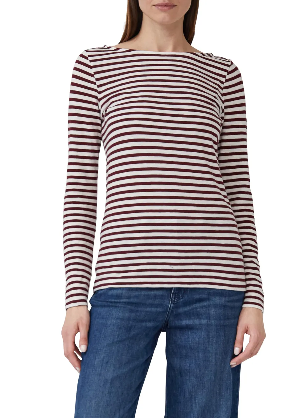 s.Oliver Langarmshirt Flammgarn Streifen Navy 38