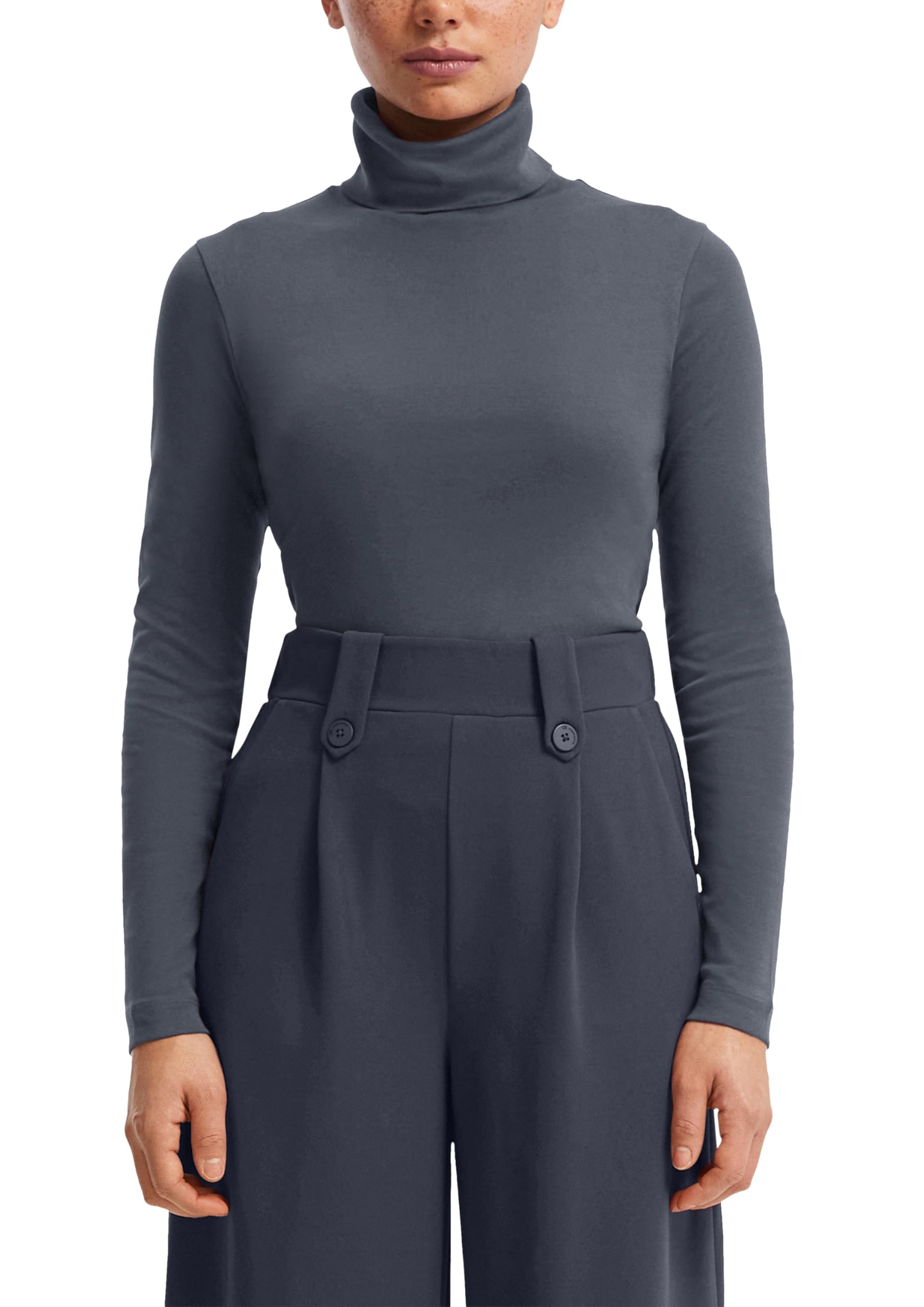 s.Oliver QS Rollkragen-Langarmshirt L ecru Baumwolle