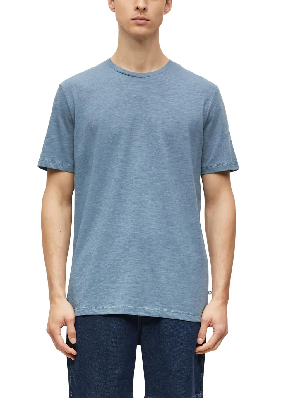 s.Oliver T-Shirt V-Ausschnitt Baumwollmix Blau Regular