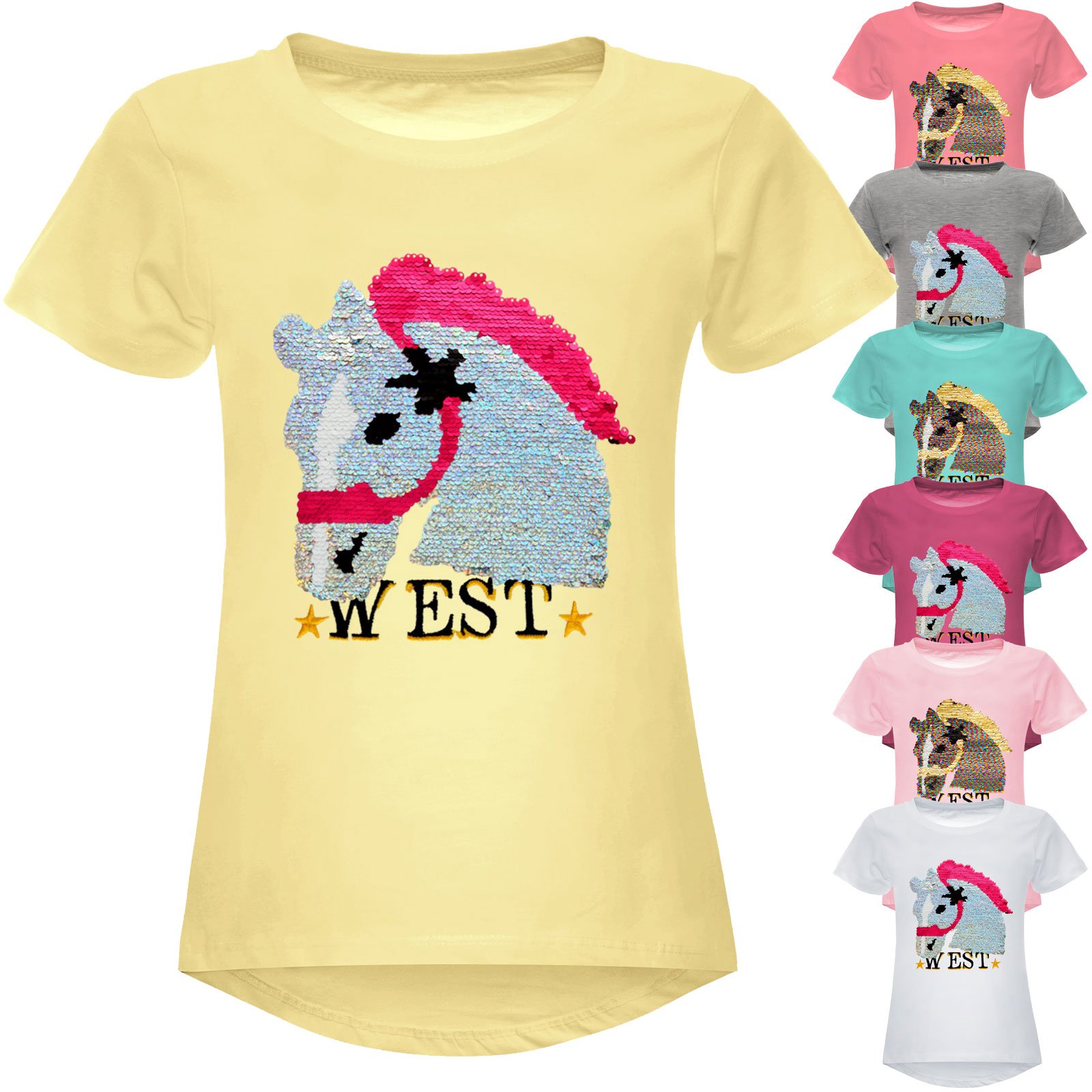 BEZLIT Mädchen T-Shirt Wendepailletten Herz Baumwolle rosa 116