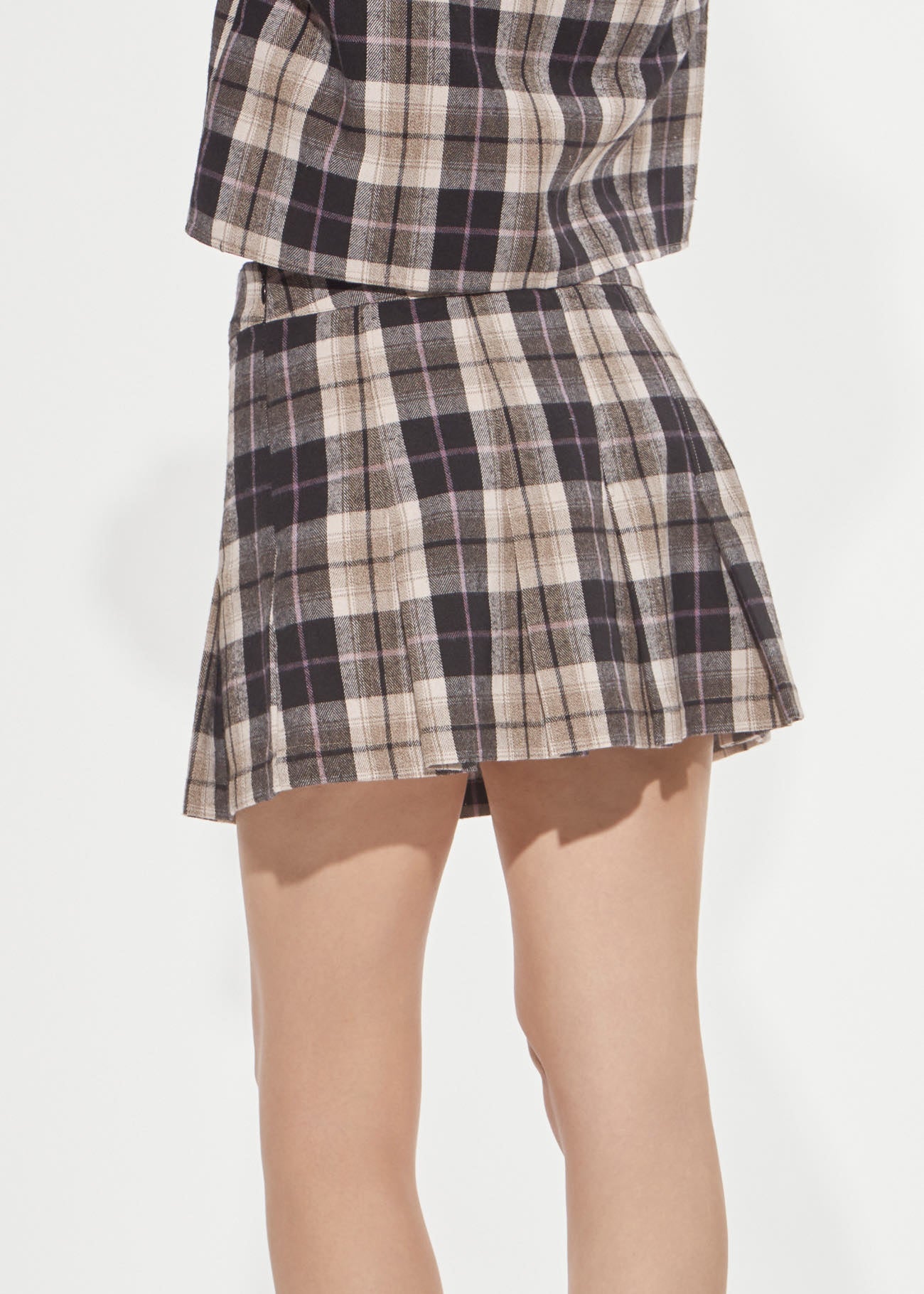 Denny Rose Tartan Minirock braun-beige Falten Flanell