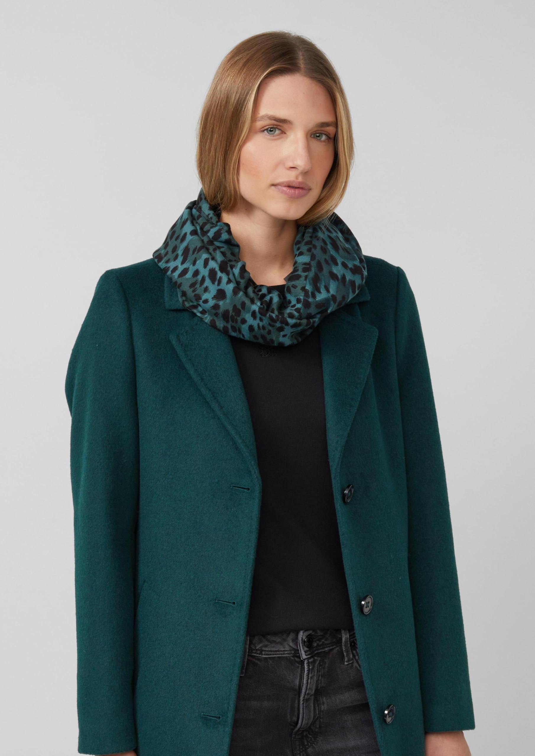 s.Oliver Junior Snood Loop-Schal Petrol mit Leo-Print