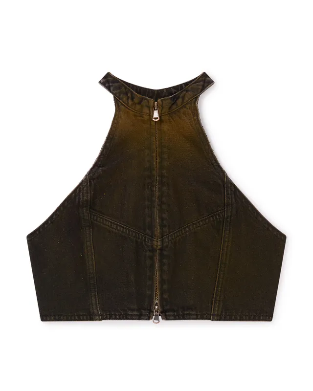 Mowalola JC Denim Neckholder-Top Jeans blau