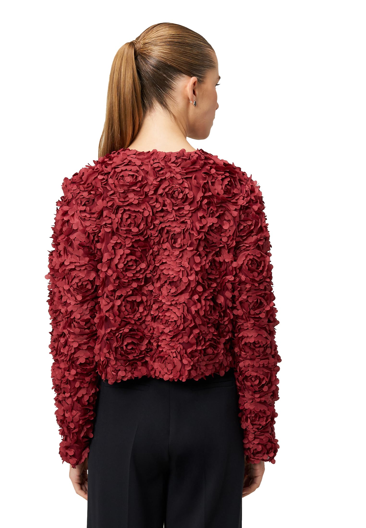 zero Bolero-Jacke mit 3D Blumen Cabernet Gr. 40 kurz