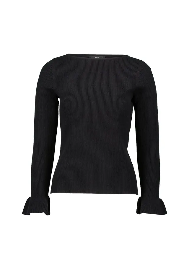 zero Pullover Volantärmel Gr.40 Black Beauty elegant