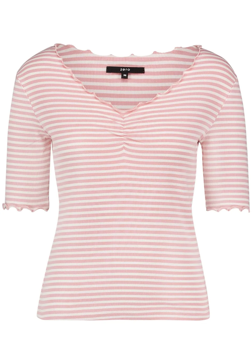 zero Halbarm-Shirt mit Raffung Gr.38 Rosé/Cream