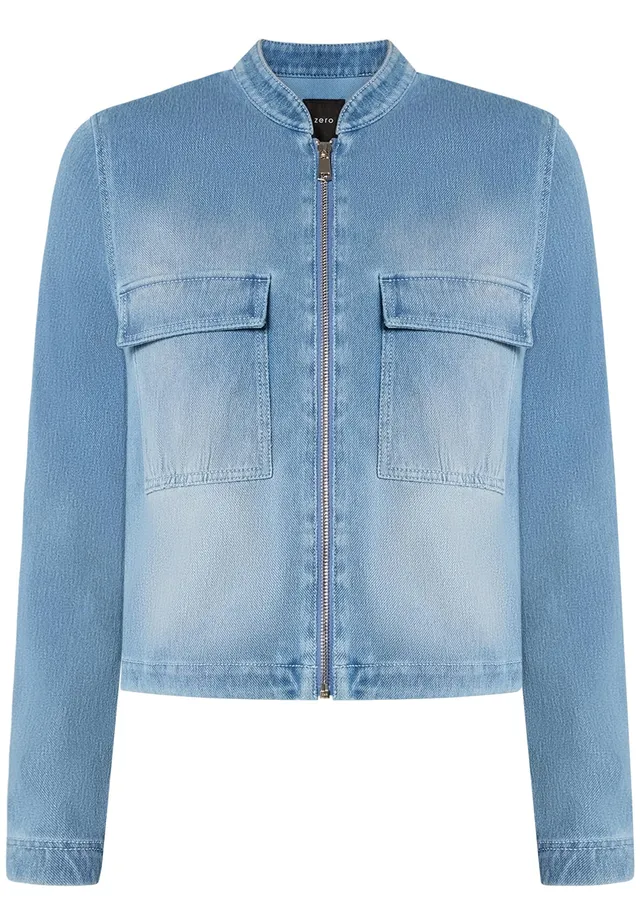 zero Reissverschluss Jeansjacke 40 Blue Denim lässig