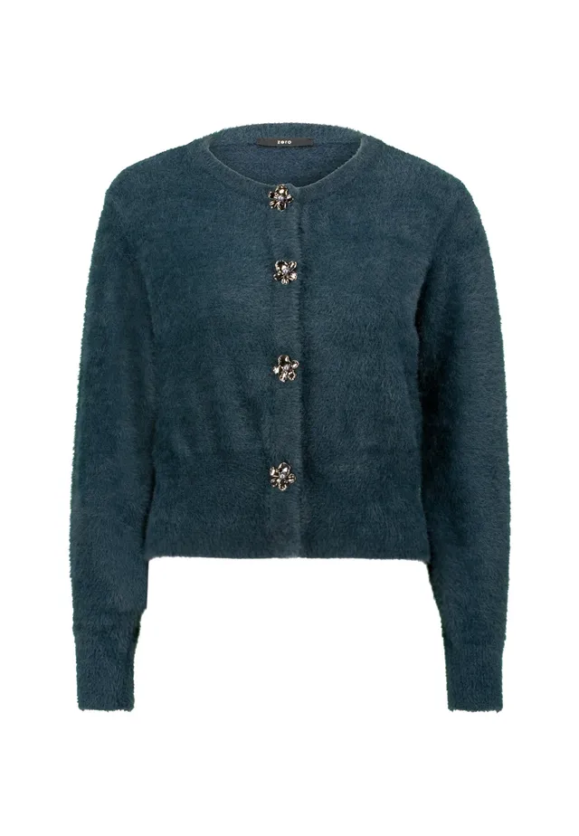 zero Strickjacke Blumenknöpfe Gr. 40 Ocean Teal