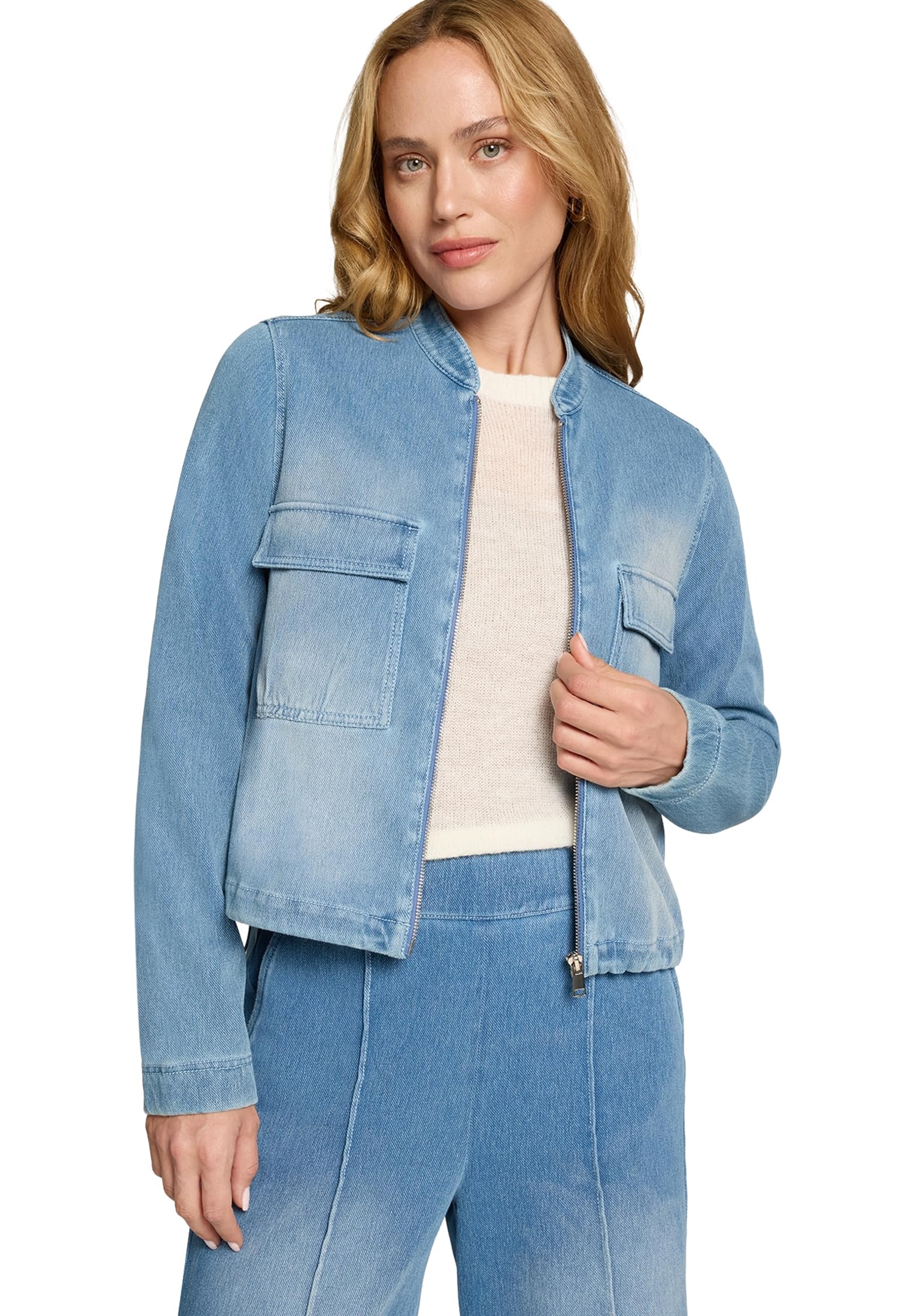 zero Reissverschluss Jeansjacke 40 Blue Denim lässig
