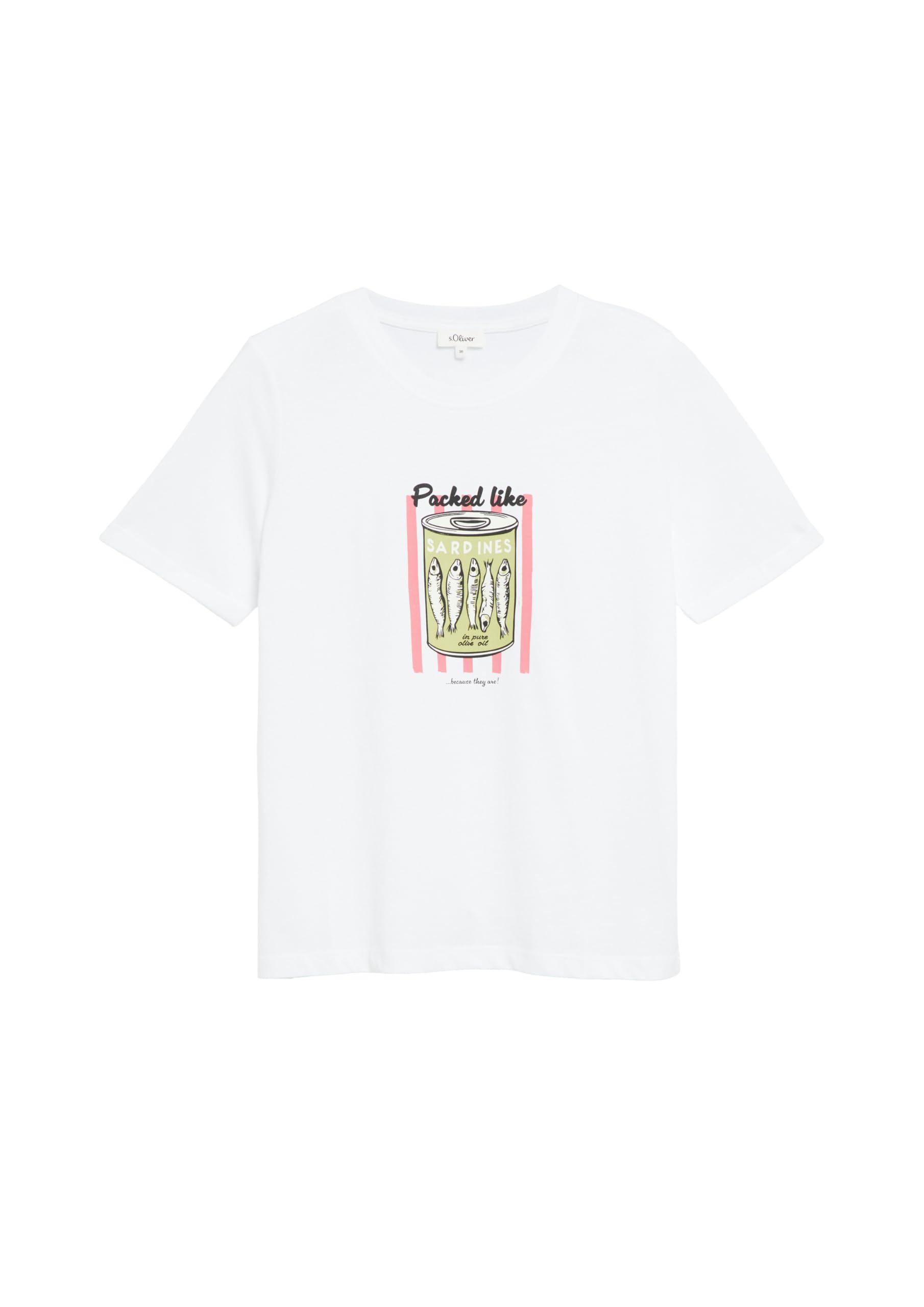 s.Oliver Red Label T-Shirt weiß Frontprint Baumwolle