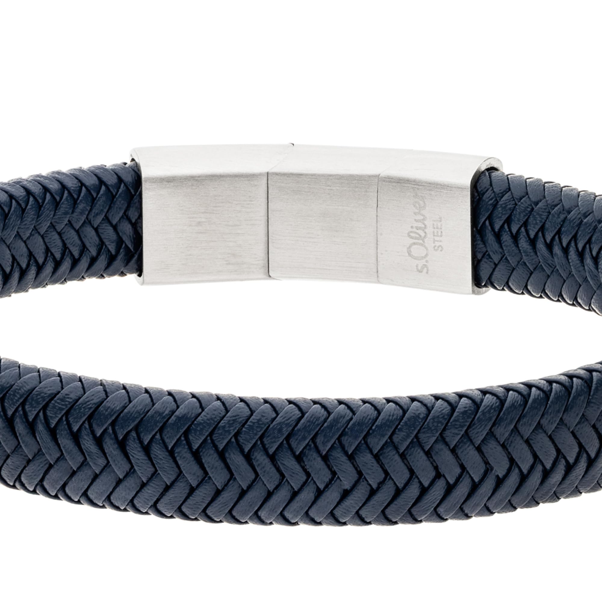s.Oliver RED LABEL Bold Lederarmband blau Edelstahl