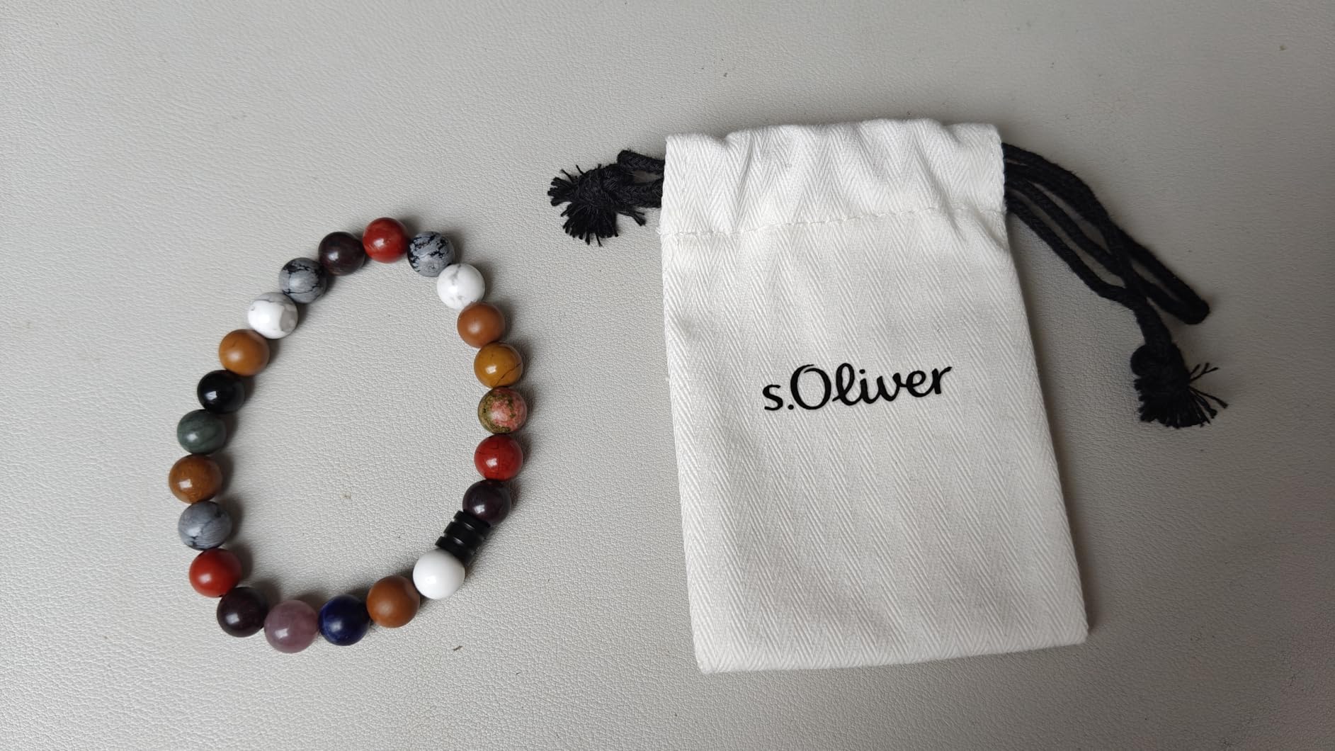 s.Oliver RED LABEL Beads Armband grau/blau Herren