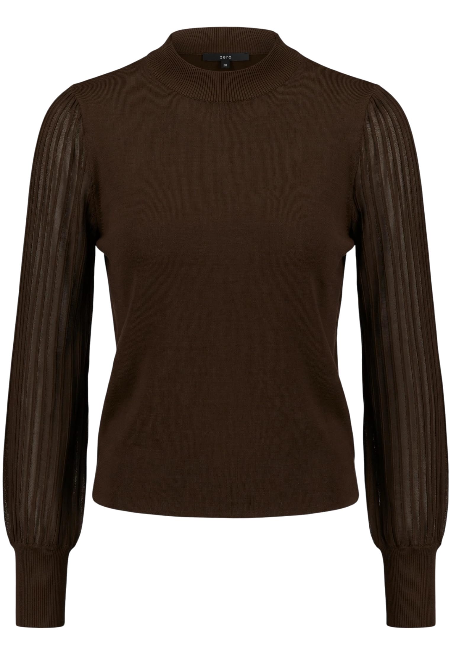 zero Feinstrickpullover Spitzenärmel 36 Black Beauty figurbetont