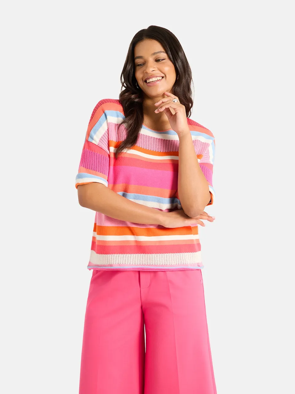 Lieblingsstück DelphineL Kurzarm-Pullover pink Baumwolle