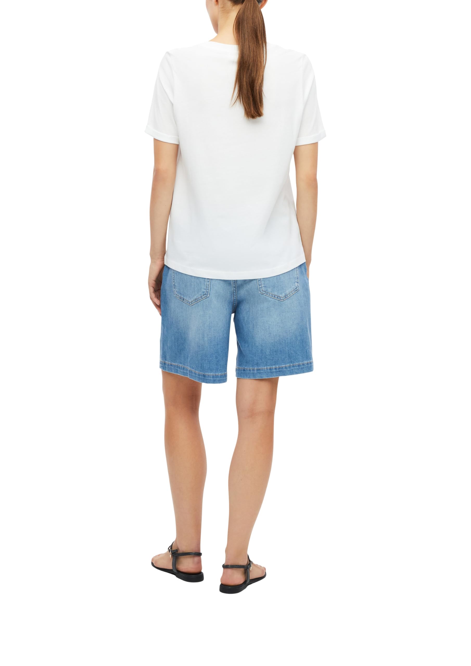 s.Oliver Red Label T-Shirt weiß Frontprint Baumwolle