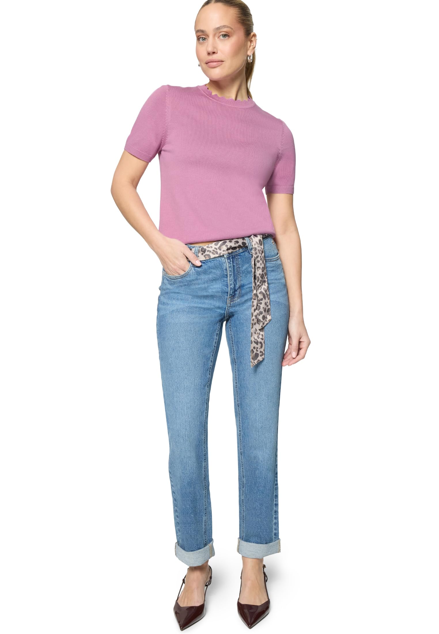 zero Kurzarmpullover Wellensaum Smoky Grape 40