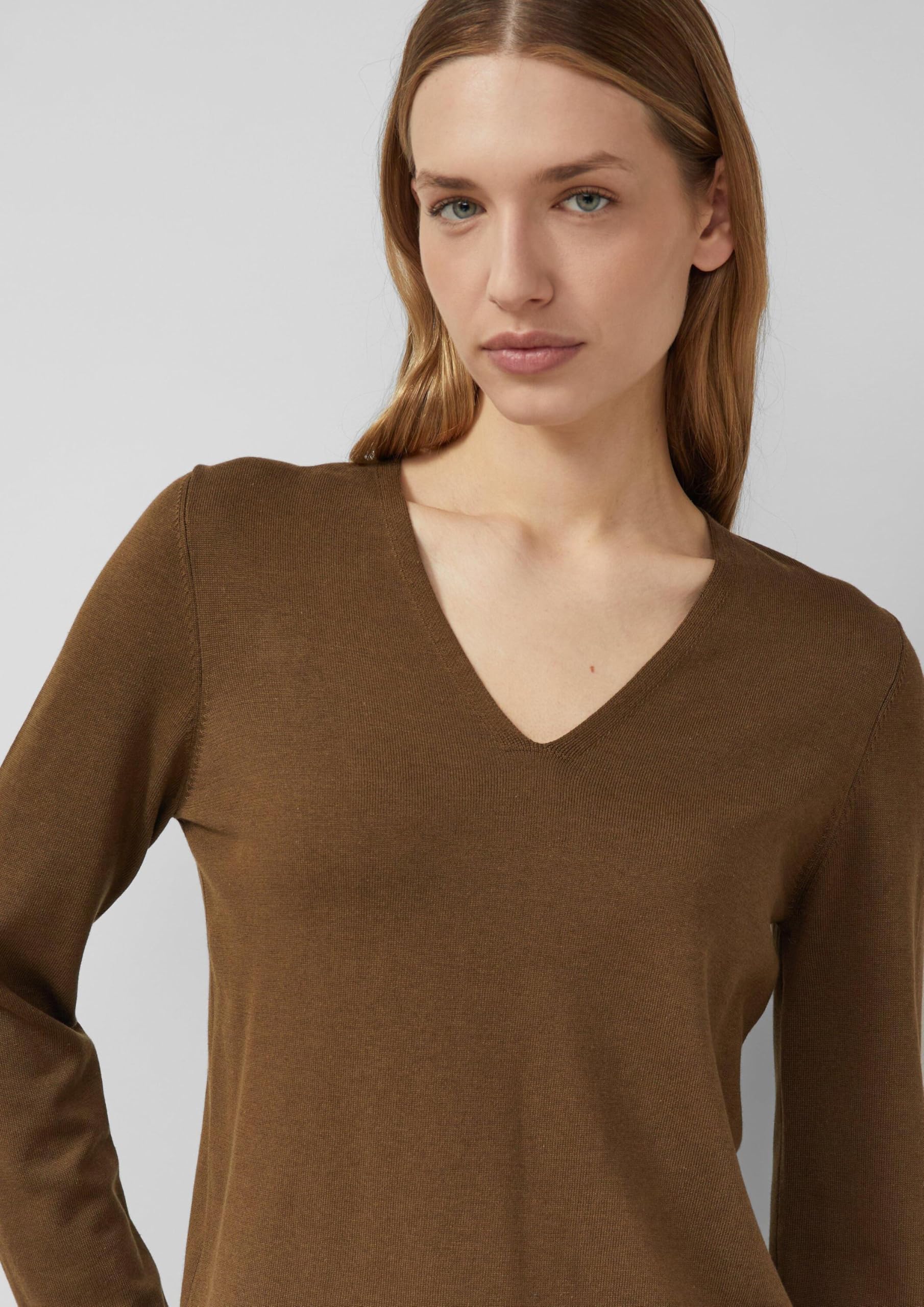 s.Oliver Red Label Feinstrickpullover V-Ausschnitt Rollkante
