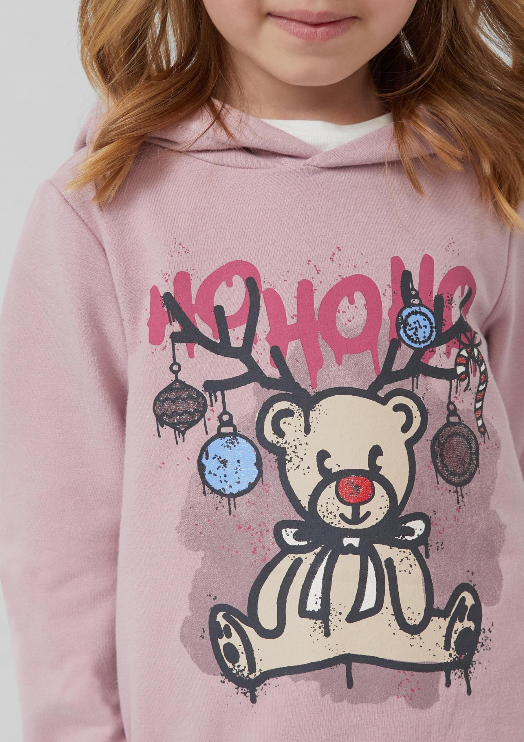 s.Oliver Junior Hoodie Weihnachtsprint rosa Mädchen festlich